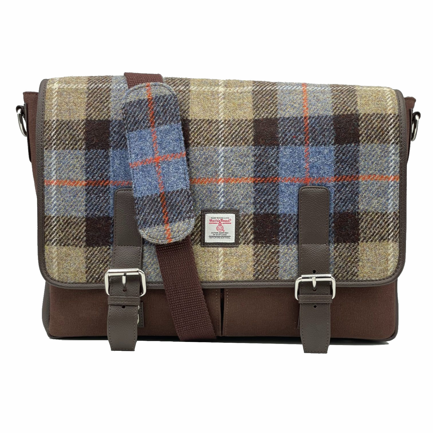 Harris Tweed Messenger Bag Blue/Brown Check Argyll Jacket